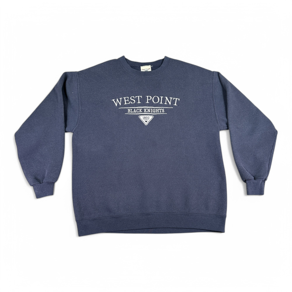 Vintage West Point Sweater Adult SMALL Blue Army Black Knights Spell Out 90s